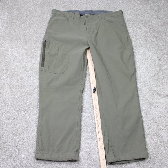 Eddie Bauer Pants Mens 38x26 Green Fleece Lined Tech Nylon Stretch Cargo Pocket - Picture 3 of 16